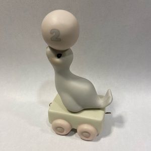 Precious Moments Birthday train 1985 God Bless You on Your Birthday. Seal ball.